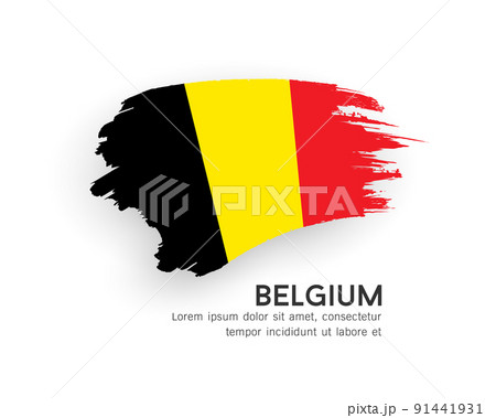 Flag of Belgium, brush stroke design isolated on white background 91441931