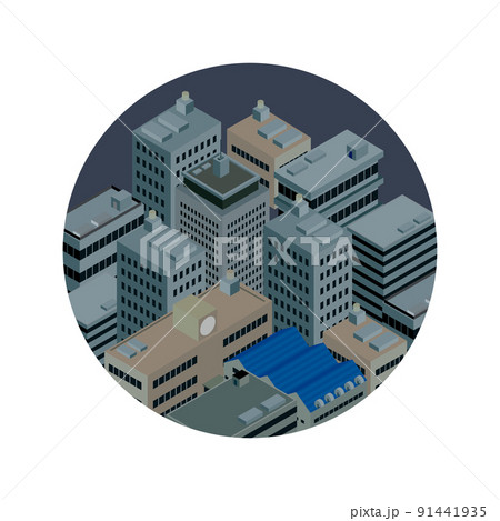 停電で暗闇になる都市 91441935