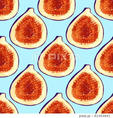 Seamless pattern with iIllustration of a figs on a 91443841
