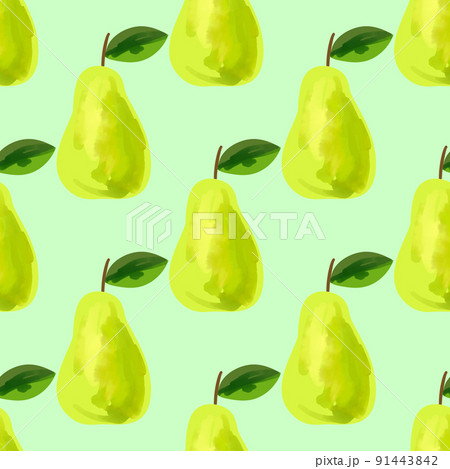 Seamless pattern with iIllustration of a pear on a 91443842