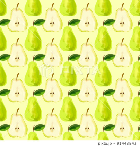 Seamless pattern with iIllustration of a pear on a 91443843