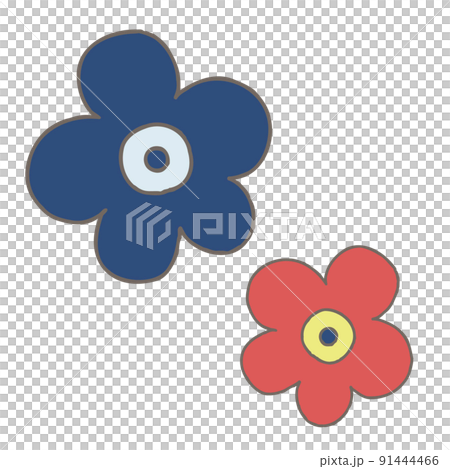 手描きの北欧風イラスト　お花　主線あり 91444466