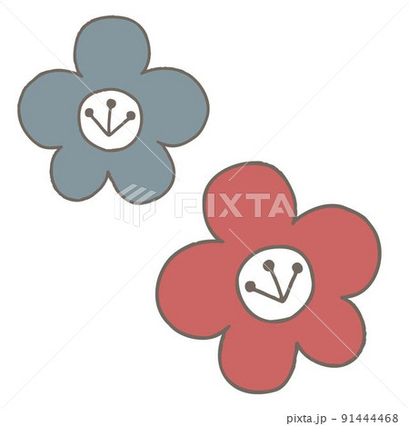 手描きの北欧風イラスト　お花　主線あり 91444468