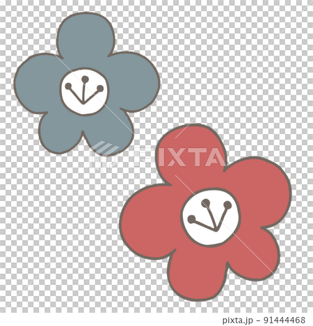 手描きの北欧風イラスト　お花　主線あり 91444468