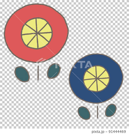 手描きの北欧風イラスト　お花　主線あり 91444469