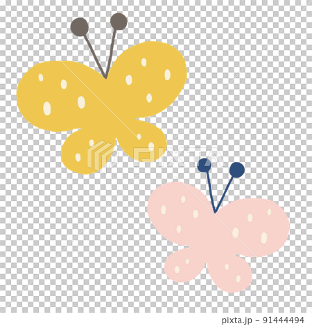 手描きの北欧風イラスト　蝶々　主線なし 91444494
