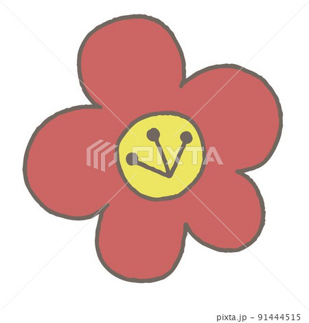 手描きの北欧風イラスト　お花　主線あり 91444515