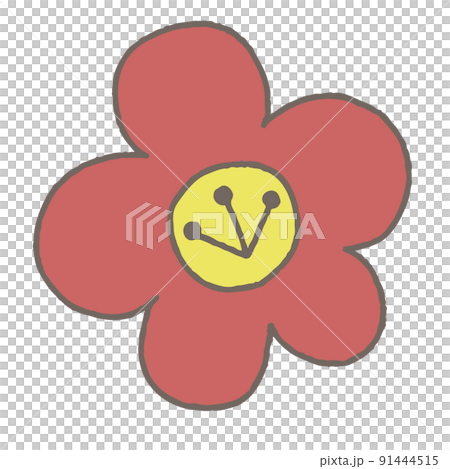 手描きの北欧風イラスト　お花　主線あり 91444515