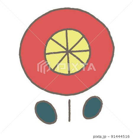 手描きの北欧風イラスト　お花　主線あり 91444516