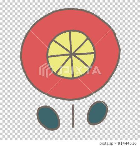 手描きの北欧風イラスト　お花　主線あり 91444516