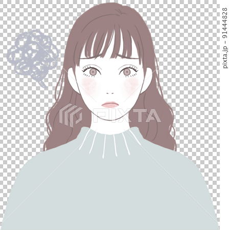 Woman icon with embarrassed face - Stock Illustration [91444828] - PIXTA
