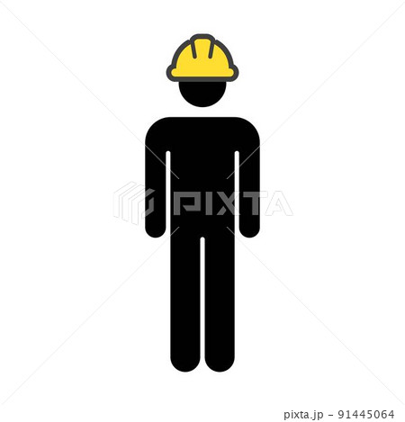 Worker icon vector male construction service person profile avatar with hardhat helmet in glyph pictogram illustration 91445064