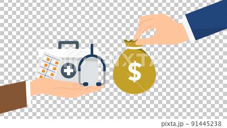医療とお金のイラストイメージ、ベクター 医療とお金のイラストイメージ、ベクター 91445238