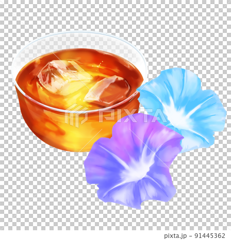 Cold oolong tea and morning glory 91445362