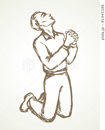 Vector image of the praying person 91445386