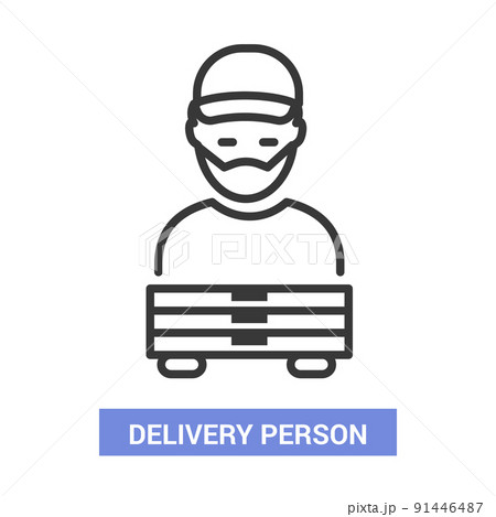 Delivery person - vector line design single isolated icon 91446487