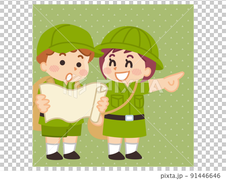 考察地圖的遠征孩子戶外童子軍冒險 考察地圖的遠征孩子戶外童子軍冒險 91446646