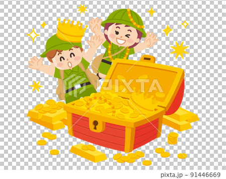 宝箱を発見した探検隊の子供 ボーイスカウト 冒険 アウトドア 宝箱を発見した探検隊の子供 ボーイスカウト 冒険 アウトドア 91446669