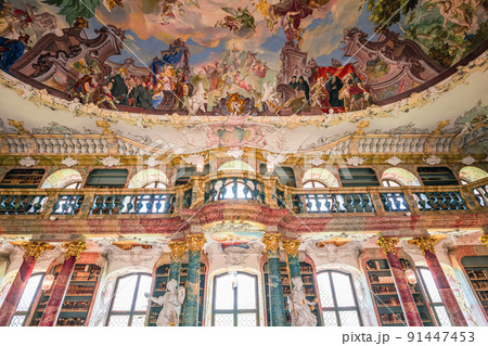 Library of Wiblingen abbey, bavaria, germany 91447453