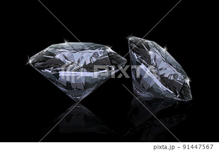 Dazzling diamond on black background 91447567