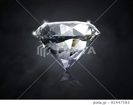 Shiny brilliant diamond placed on dark color background 91447583