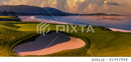 Pebble Beach golf course, Monterey, California, USA Pebble Beach golf course, Monterey, California, USA 91447948
