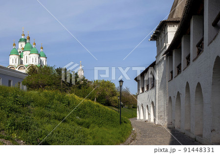 Fortress wall and Assumption Cathedral. Astrakhan Kremlin. Astrakhan. Russia 91448331