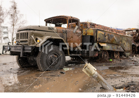 Photography to theme war destroyed Ukraine it russian troops 91449426