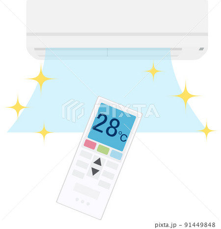 エアコン28度で節電効果のイラスト素材 ベクター エアコン28度で節電効果のイラスト素材 ベクター 91449848