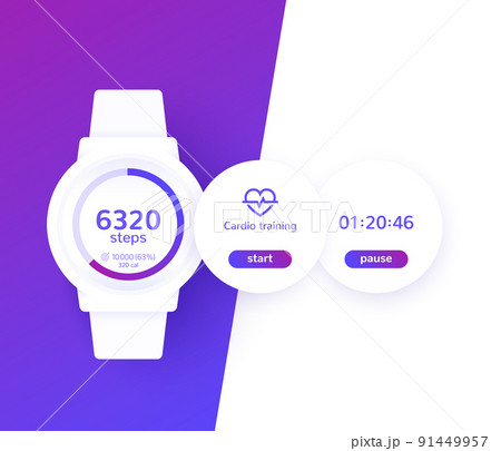Smart watch with fitness app, activity tracker ui 91449957