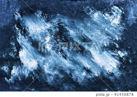 Dark blue hand painted ink abstract background 91450878