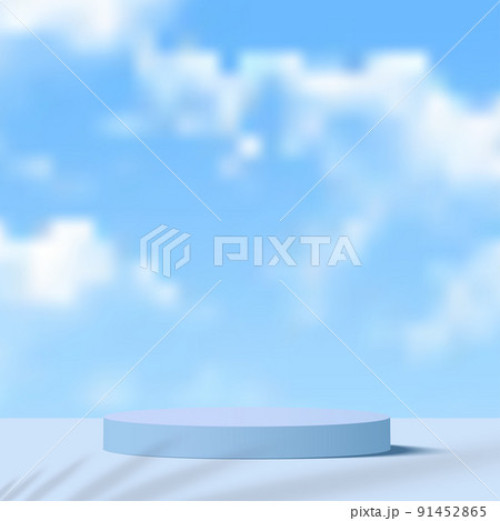 Abstract 3d blue color scene with sky podium platform. Vector 91452865