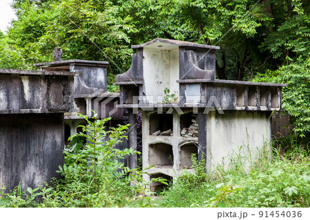 Abandoned open graves in the cemetery of the old town of Armero destroyed by an avalanche caused by the Nevado del Ruiz Volcano in 1985 in Colombia Abandoned open graves in the cemetery of the old town of Armero destroyed by an avalanche caused by the Nevado del Ruiz Volcano in 1985 in Colombia 91454036