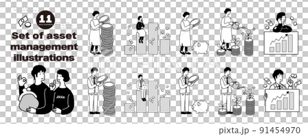 Illustration set of men and women who manage assets Illustration set of men and women who manage assets 91454970