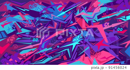 Cyber Colorful Abstract Urban Street Art Graffiti Style Vector Illustration Template Background Cyber Colorful Abstract Urban Street Art Graffiti Style Vector Illustration Template Background 91456024
