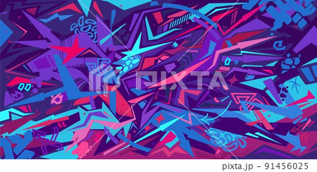 Colorful Abstract Urban Street Art Graffiti Style Vector Illustration Template Background 91456025