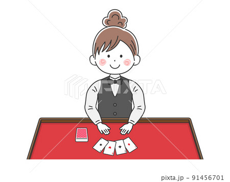 カジノディーラーの女性のイラスト 91456701