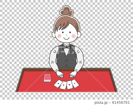 カジノディーラーの女性のイラスト 91456701