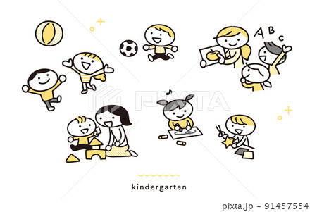 幼稚園の子どもたちのイラストセット 91457554