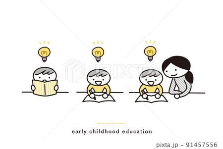 子供の本や勉強に関するイラストセット 91457556