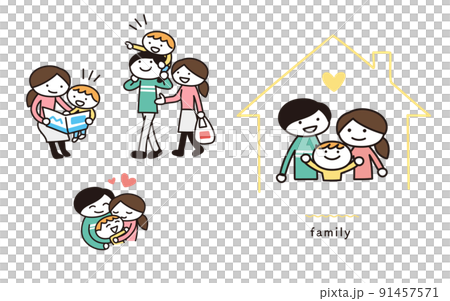 Illustration set of a close family 91457571