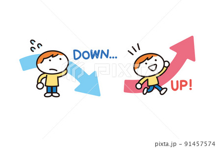 子供の成績アップとダウン関するイラストセット 91457574