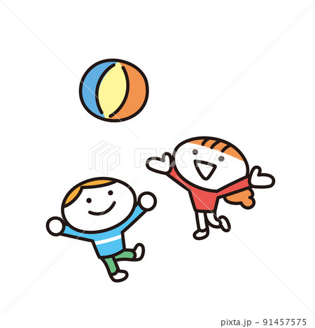 ボールで遊ぶ子供のイラスト 91457575