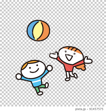 ボールで遊ぶ子供のイラスト 91457575
