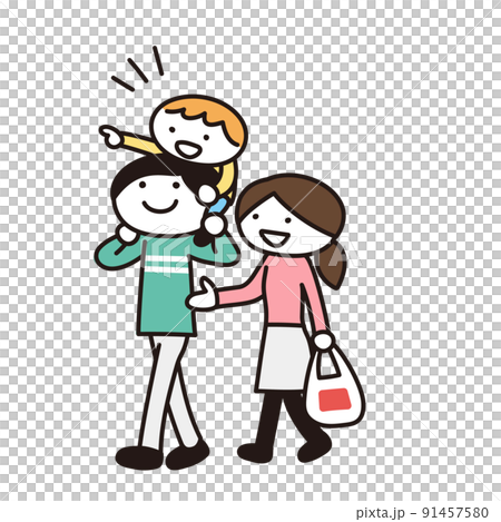 一個親密的家庭的插圖 91457580