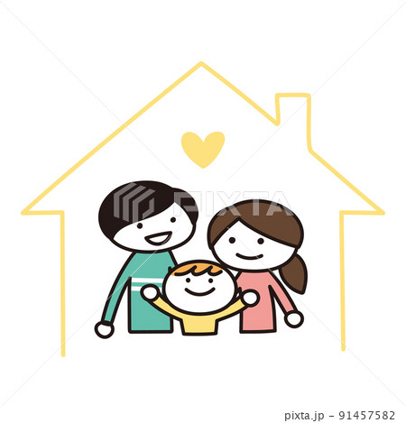 親と子供の家族のイラスト 親と子供の家族のイラスト 91457582