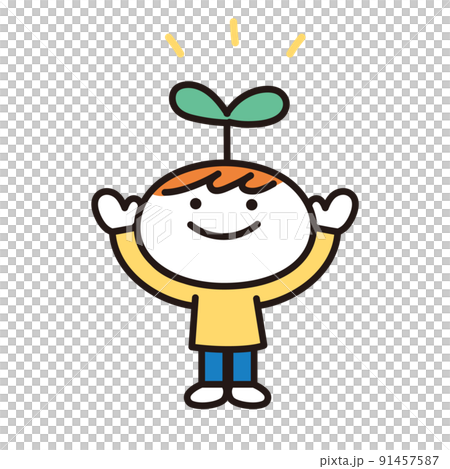 Illustration of a child with a bud of talent 91457587