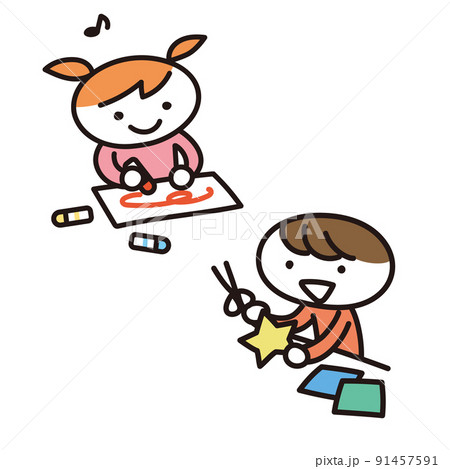 ものを作る子供達のイラスト 91457591