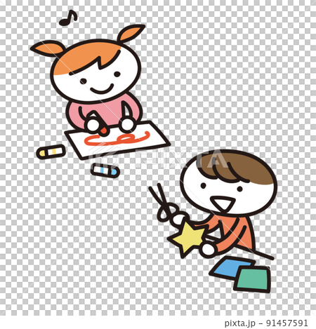 ものを作る子供達のイラスト 91457591