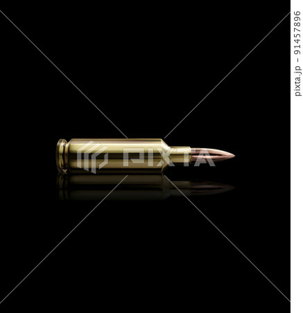 Bullet isolated on black background with reflexion. 3d render Bullet isolated on black background with reflexion. 3d render 91457896